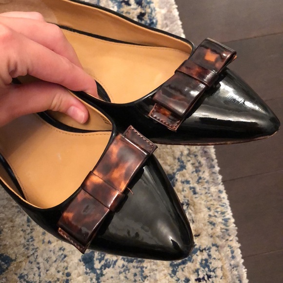 JCrew Patent Vegan Leather Bow Flats - Picture 2 of 9
